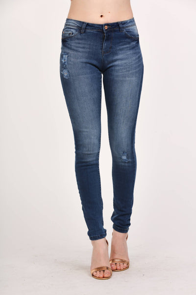 Denim Blue Dark Distressed Skinny Jeans