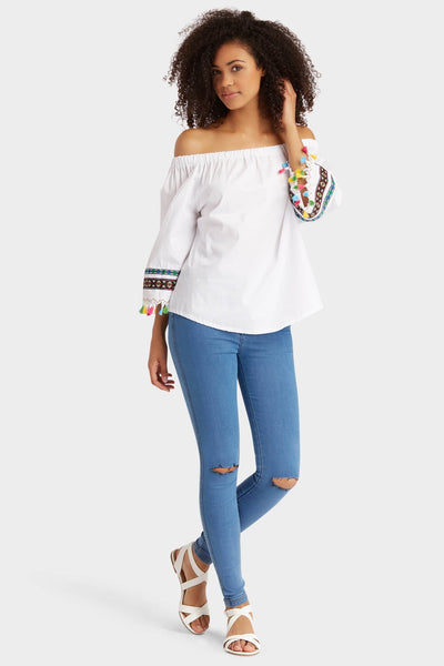 Denim Blue Two Pocket Ripped Knee Jeans