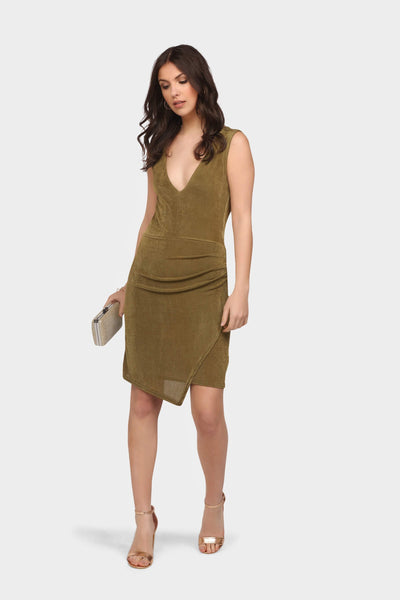 Olive Cowl Back Mini Dress