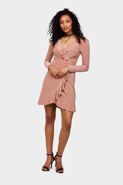 Rose Frill Wrap Dress Mini