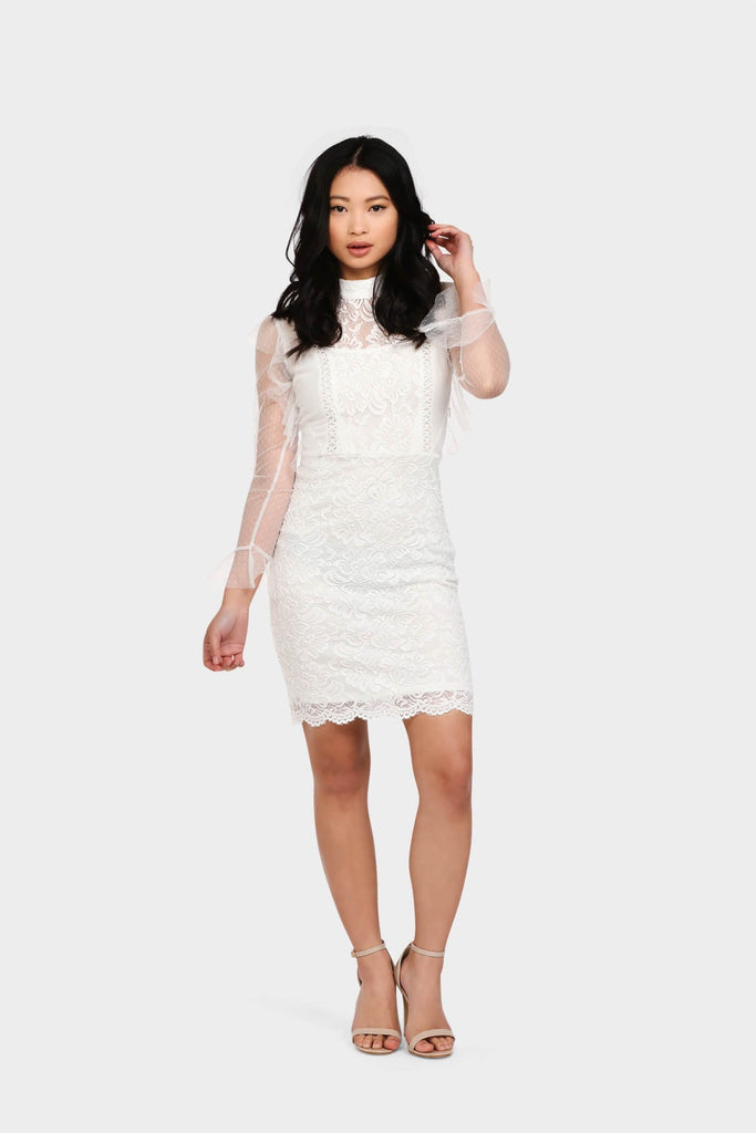 Cream Lace Victorian Style Mini Dress
