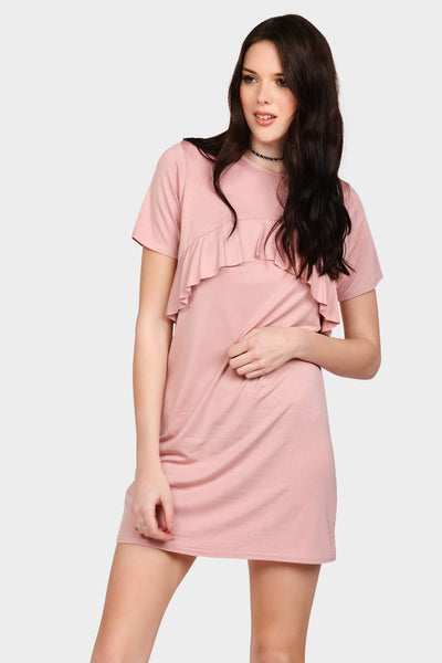 Mauve Frill Front Tunic Dress