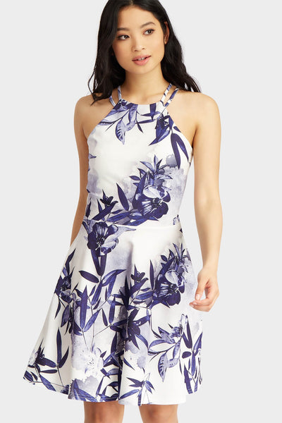 Multi Printed High Neck Swing Dress