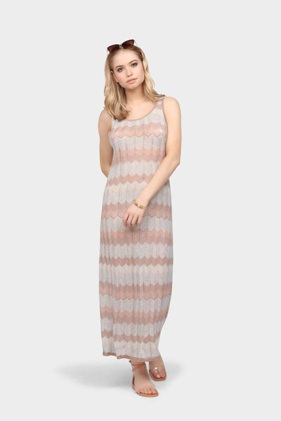 Grey Zig Zag Crochet Maxi Dress