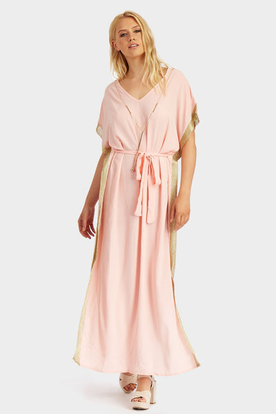 Pink Gold Trim Beach Dress