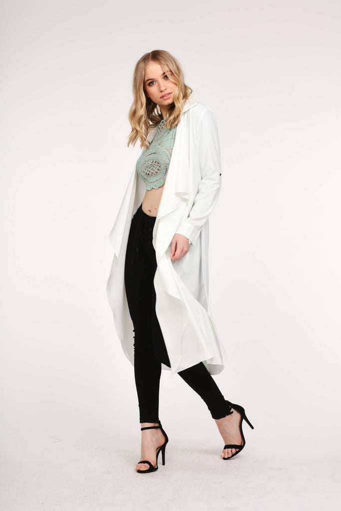 Cream Waterfall Duster Jacket