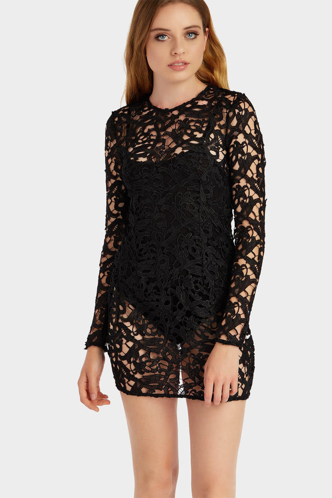 Black See Through Crochet Dress