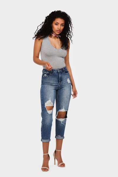 Greymarl V Neck Bodysuit