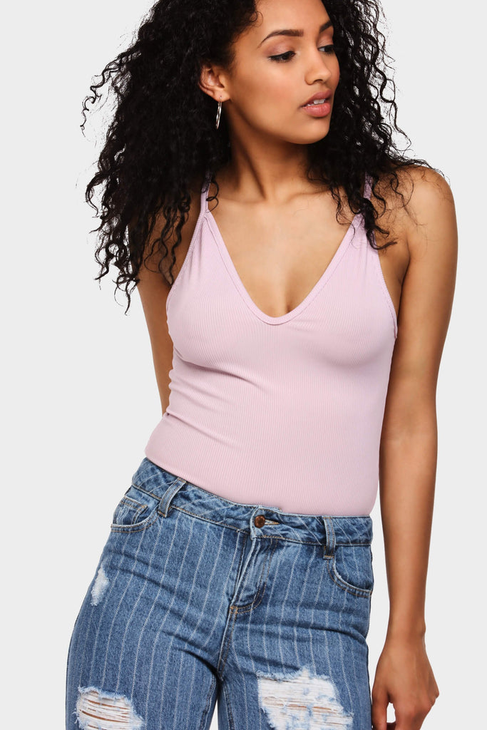 Lilac Triangle Plunge Bodysuit