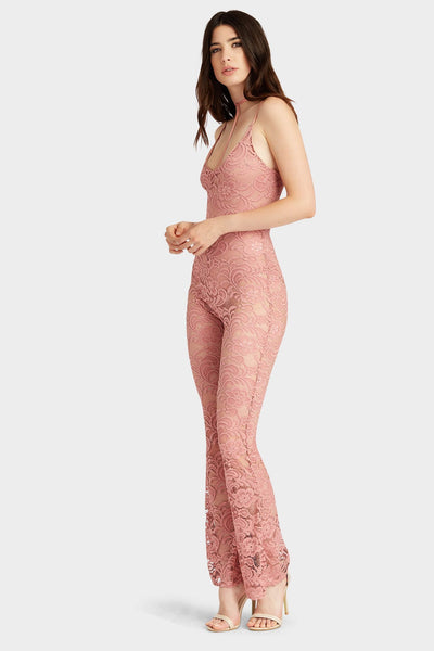 Rose Pink Harness Lace Jumpsuit