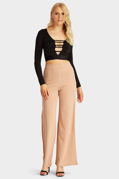Nude Wide Leg High Waisted Trousers