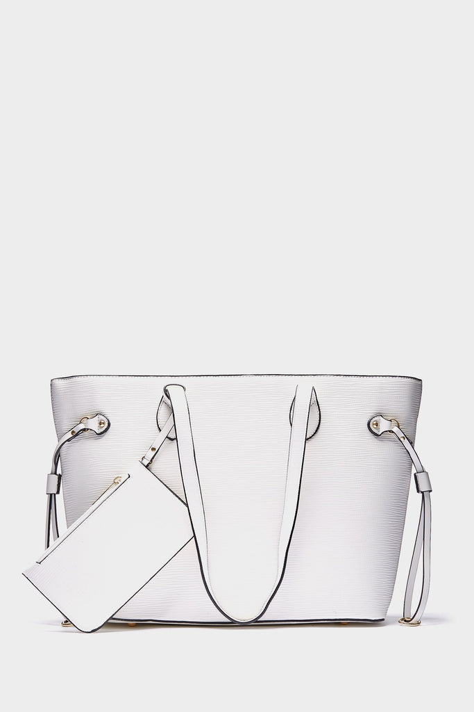 White Bark Shopper Bag With Pocket