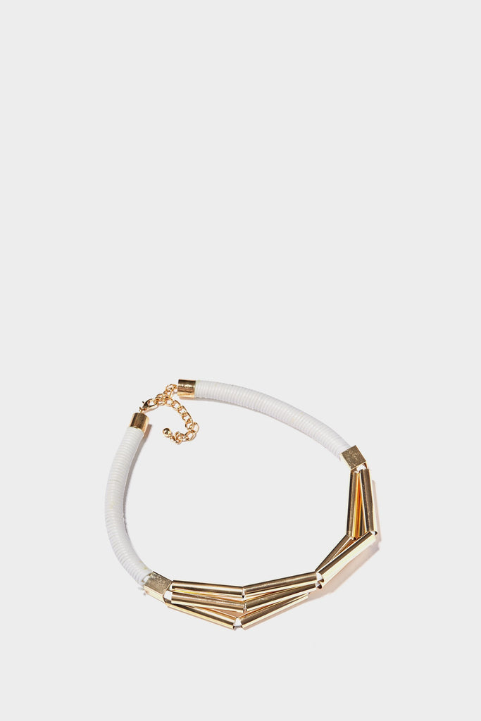 Gold/White Twisted Necklace With Gold Details