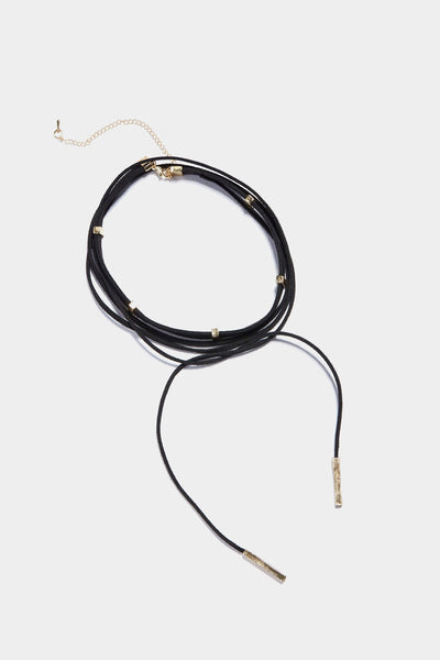 Gold Gold Choker And Tie Necklace