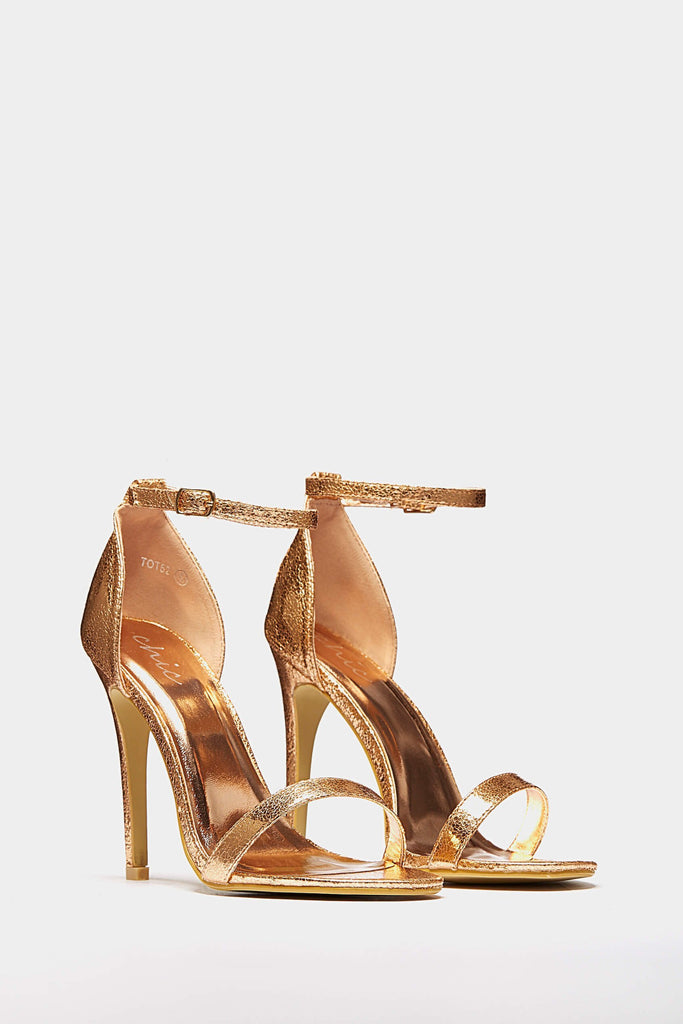 Rose Gold High Heel Strappy Sandals