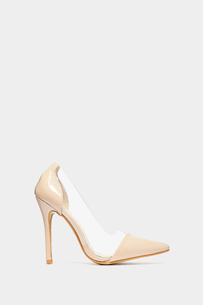 Nude Patent See Through Pvc Court Heels