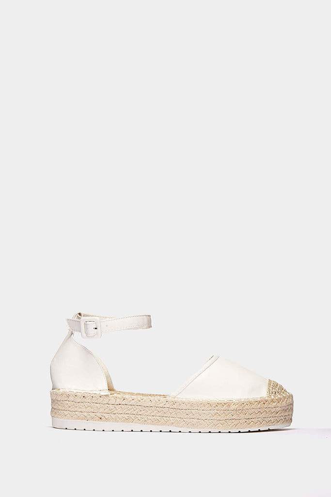 White Ankle Strap Espadrills