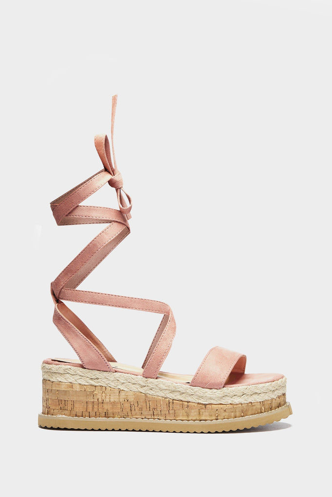 Pink Espadrille Wedge Strappy Sandals