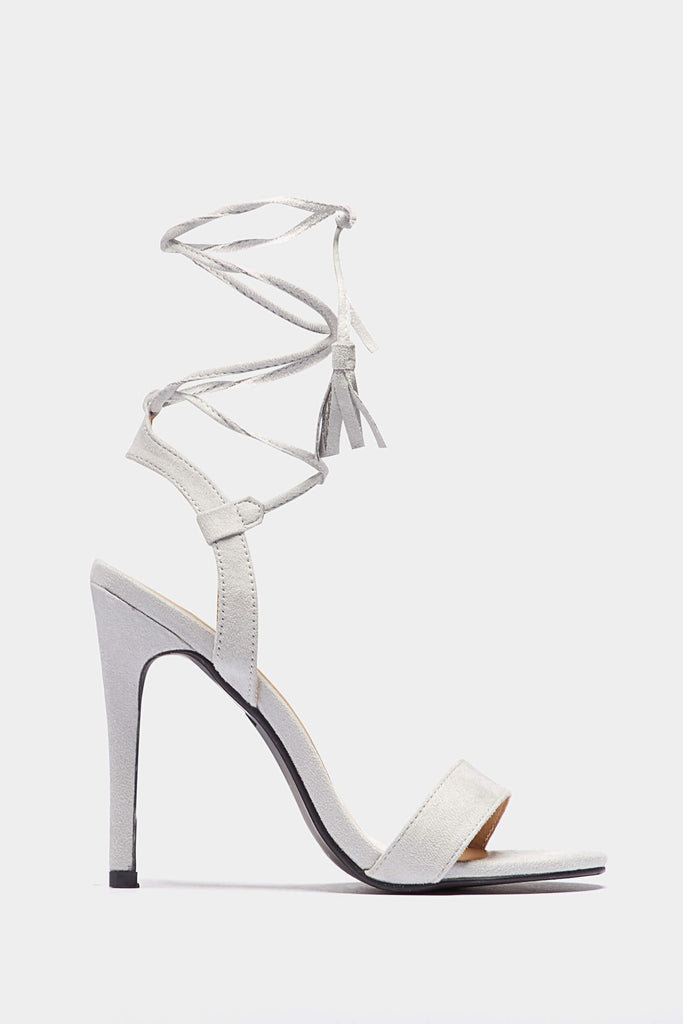Grey Strappy Tassel Sandals