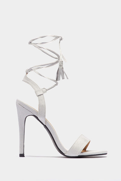 Grey Strappy Tassel Sandals