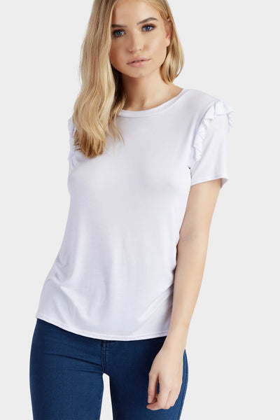 White Frill Shoulder T-Shirt