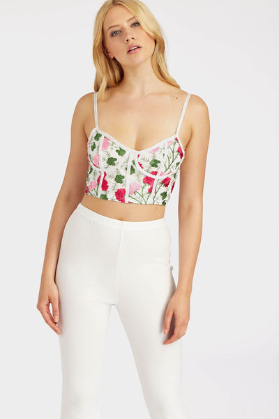 White Rose Embroidered Bralet