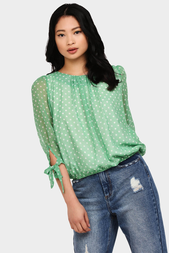 Green Polka Dot Blouse