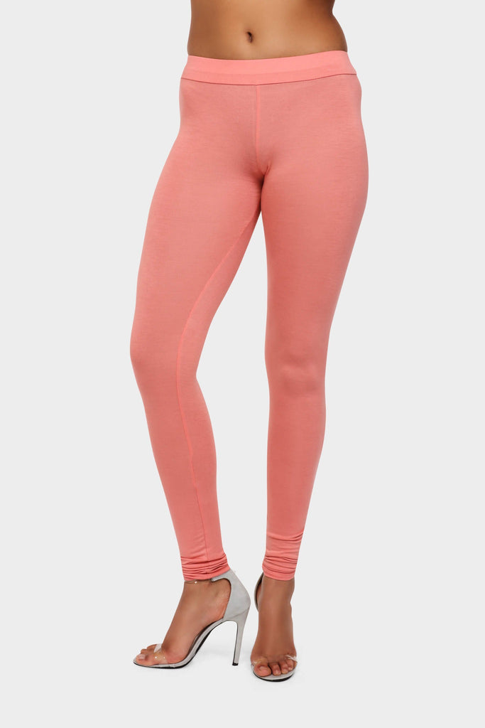Salmon Ruched Ankle Leggings